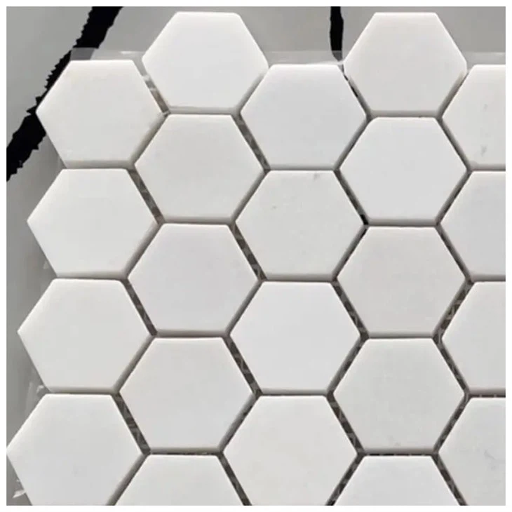 Thassos White Marble Hexagon Mosaics