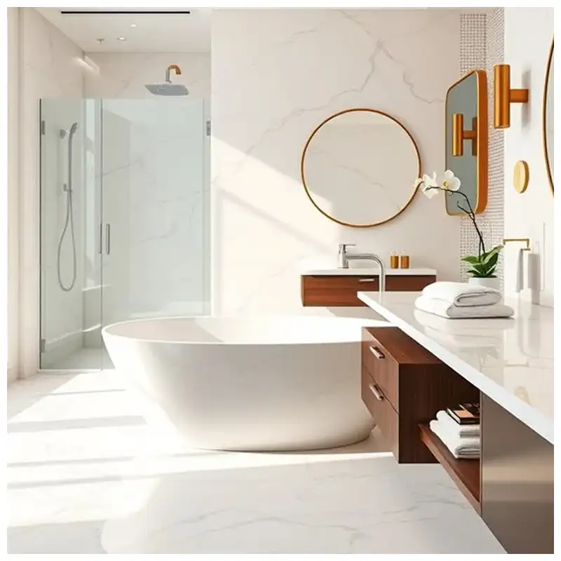 Vanity Backsplash devorga bardoshliligi va o'rnatishdan oldin qaytarish tafsi...