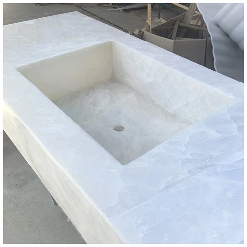 White Cristallo Quartzite Vanity Tops White Cristallo Quartzite Vanity Tops